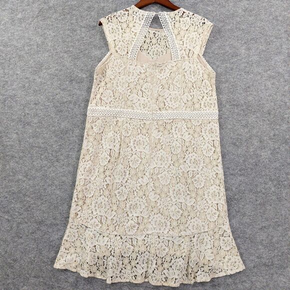 Suzanne Betro Dress Womens 1X Beige Cream Lace High Low Sleeveless Party New - Picture 2 of 11